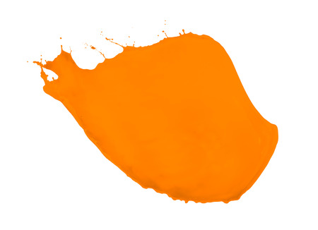 orange paint splash isolated on white backgroundの写真素材