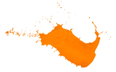 orange paint splash isolated on white backgroundの写真素材