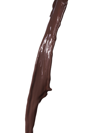pouring dark melted chocolate, isolated on white backgroundの写真素材