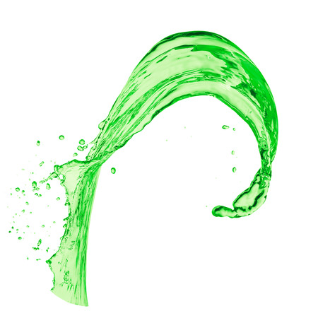 green juice splash on white backgroundの写真素材