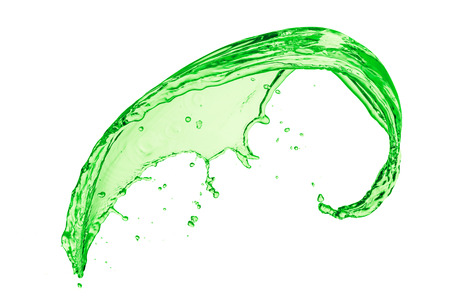 green juice splash on white backgroundの写真素材
