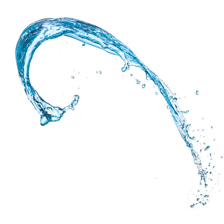 blue water splash isolated on white backgroundの写真素材