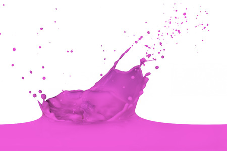 pink paint splashing on whiteの写真素材