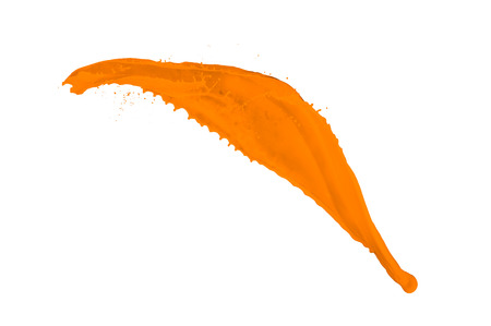 orange paint splash isolated on white backgroundの写真素材