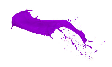 violet paint splash isolated on white backgroundの写真素材