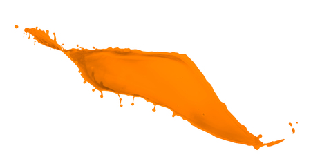 orange paint splash isolated on white backgroundの写真素材