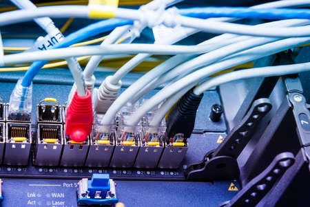 detail of  cables connected to switch ports