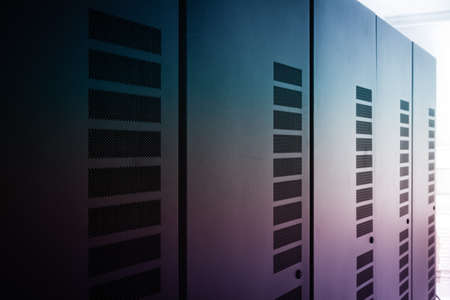 server racks inside datacenter of internet service provider