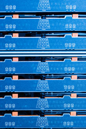 close-up of hard disk clusters used for large database inside data storage center