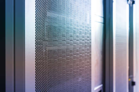 Data center with a row of server racksの写真素材