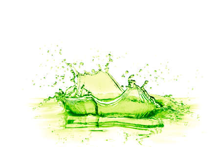 lime drink splash on white backgroundの写真素材