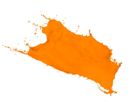 orange paint splash isolated on white backgroundの写真素材