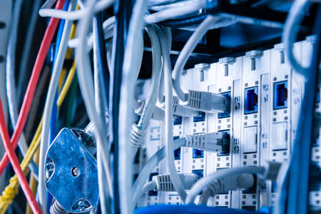 Detail of server room with patch cables