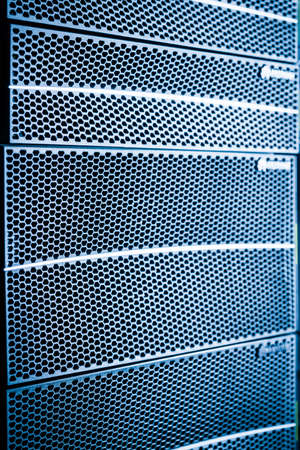 detail of rack datacenter holding cluster of hard-drives