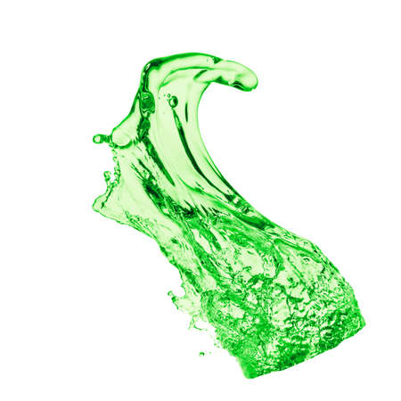 green juice splash on white backgroundの写真素材