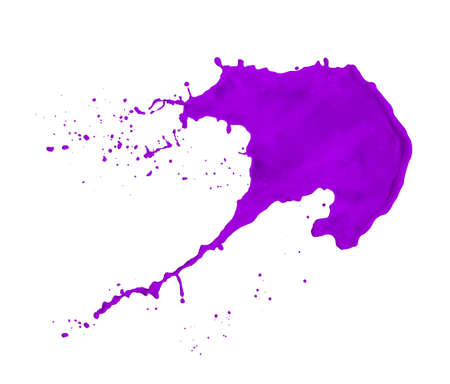 violet paint splash isolated on white backgroundの写真素材