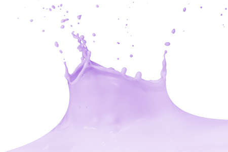 blueberry milk splash isolated on white backgroundの写真素材