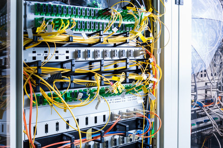 server inside data center with ethernet cables connected to data switch