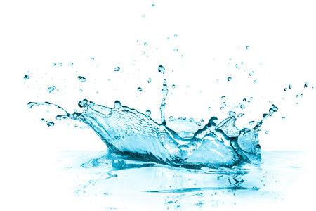 turquoise water splash, isolated on whiteの写真素材
