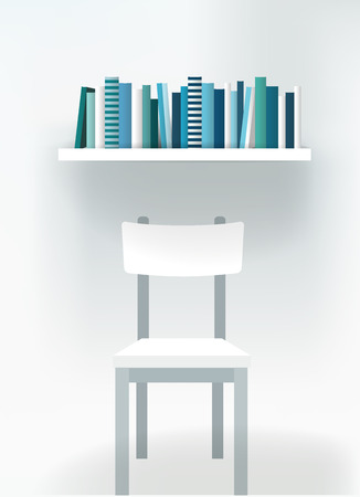 Modern interior design  chair and book shelf  Furniture のイラスト素材