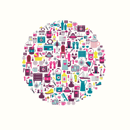 Retro circle design  Collection of flat icon  のイラスト素材