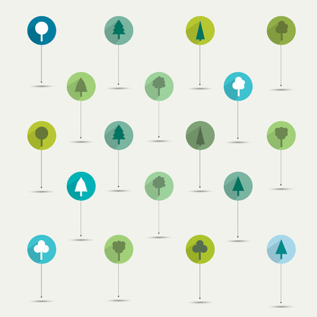 Simply minimalistic flat trees symbol icon set  Color shadows pictograms  のイラスト素材