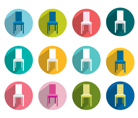 collection of flat colorful chair  Vector shapes  のイラスト素材