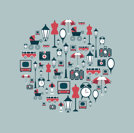 Retro circle design  Collection of flat icon のイラスト素材