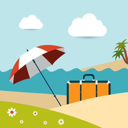 Summer sunny beach day  Vector illustration のイラスト素材