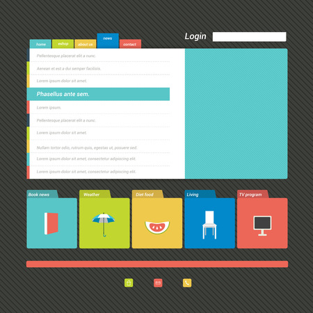 Flat web page, blog, portfolio  Vector background  のイラスト素材