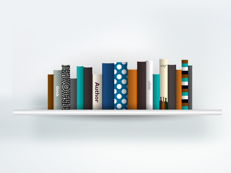 Book shelf interior. Modern furniture design isolated on white. Vector illustration. Art background.のイラスト素材