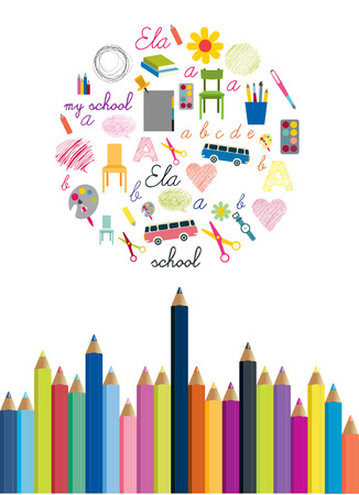 Back to school concept. Colored pencils background.のイラスト素材