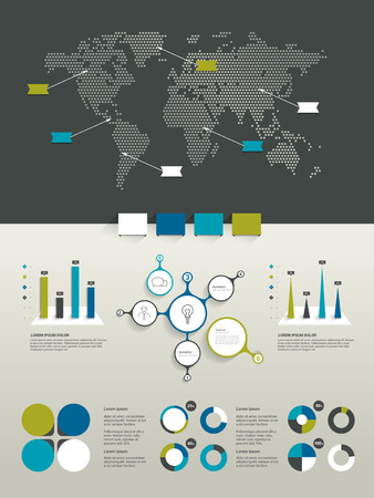 Infographics set. World map and brand elements.のイラスト素材
