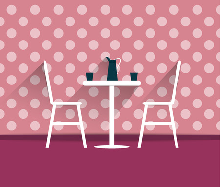 Coffee shop interior. Chairs and table. Flat design vector.のイラスト素材