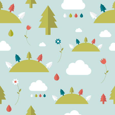 Kids wall paper pattern. Forest design.のイラスト素材