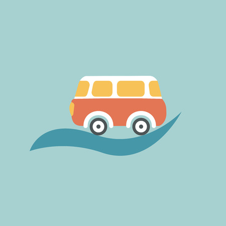 Retro bus shape. Flat design.のイラスト素材