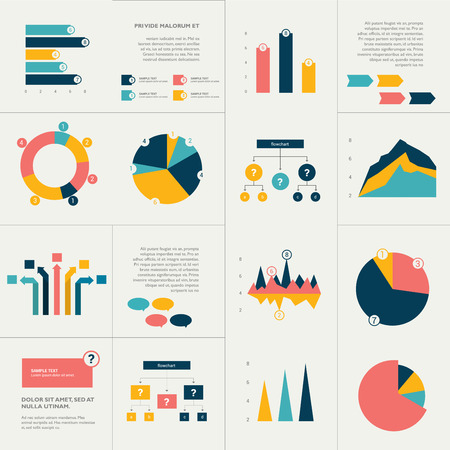 Big flat set of infographics elements. Chart graph diagram scheme flowchart bubble included.のイラスト素材