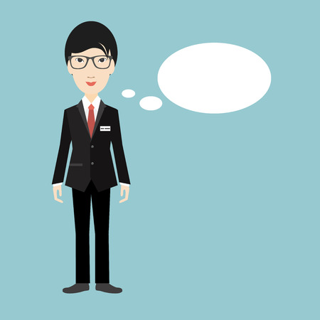 Asian business man speaking. Flat illustration.のイラスト素材