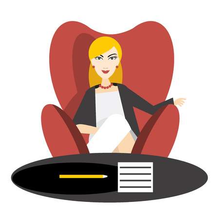 Director. Young business woman in work. Flat vector.のイラスト素材