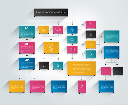 Big flow chart. Colored shadows scheme.のイラスト素材