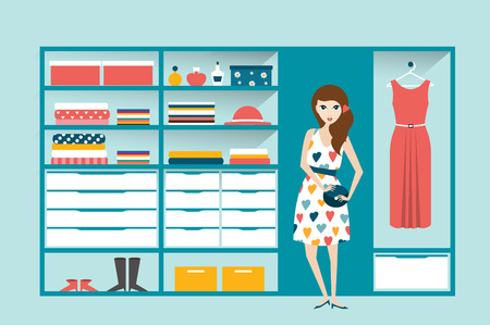 Clothing store. Boutique indoor. Flat design vector illustration.のイラスト素材