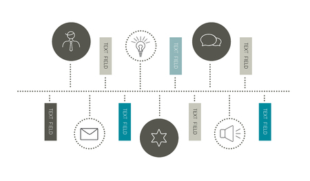 Timeline report template. Color shadow scheme, diagram. Horizontal design.のイラスト素材