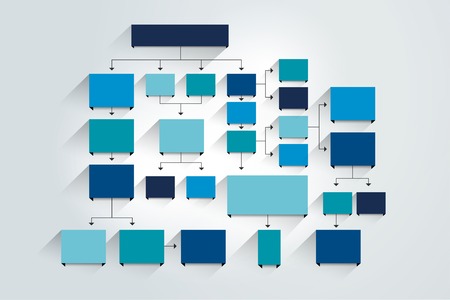 Fowchart. Blue Colored shadows scheme.のイラスト素材