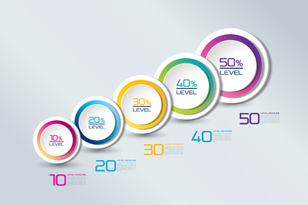 Timeline connected element banner, template, chart, infographic, step by step number option, layout. 3D cyrcle style.のイラスト素材