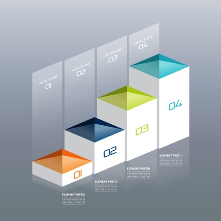 Infographic vector 3D chart, graph, digital diagram, workflow, number step by step option.のイラスト素材