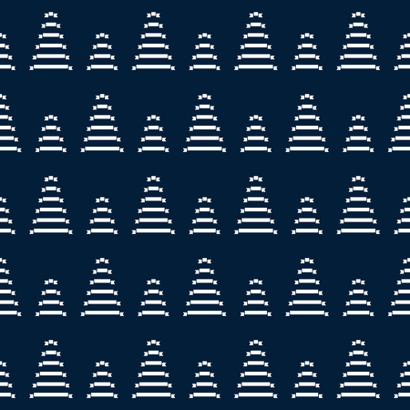 Christmas tree repeat pattern. Blue print. Vector background.