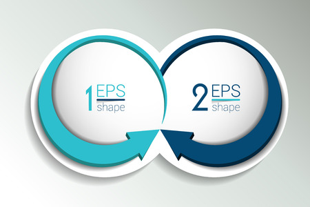 Two business elements banner. 2 steps design, chart, infographic, step by step number option, layout. 3D cyrcle style.のイラスト素材