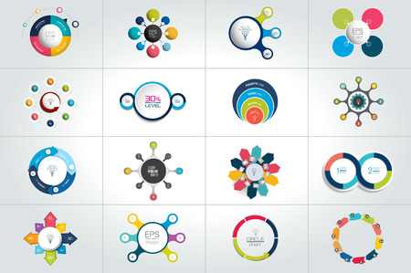 Mega set of circle, round  infographic templates, diagrams, graph, presentations, chart. Business concept.のイラスト素材