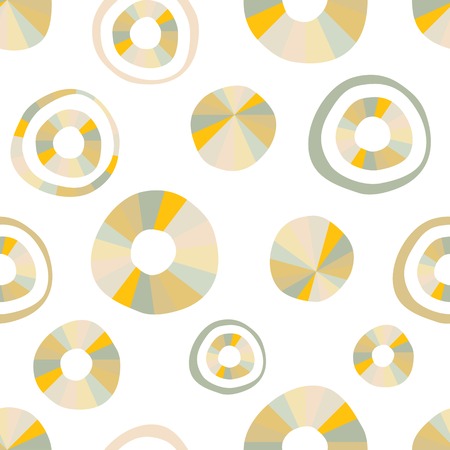 Children doodle hand drawn round, circle color repeat pattern. Vector design isolated on white background.のイラスト素材