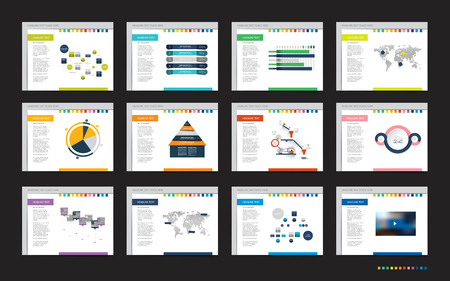 Mega set of presentation templates. Infographics for leaflet, poster, slide, magazine, book, brochure, website, print.のイラスト素材